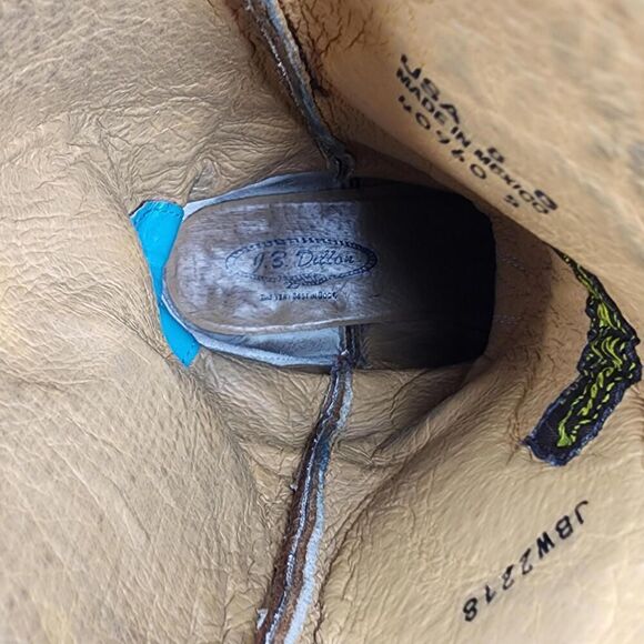 J.B. Dillon Cowboy Western Winged Cross Embroidered Cut Out US 8 B Snip-Toe Boot - Picture 14 of 14